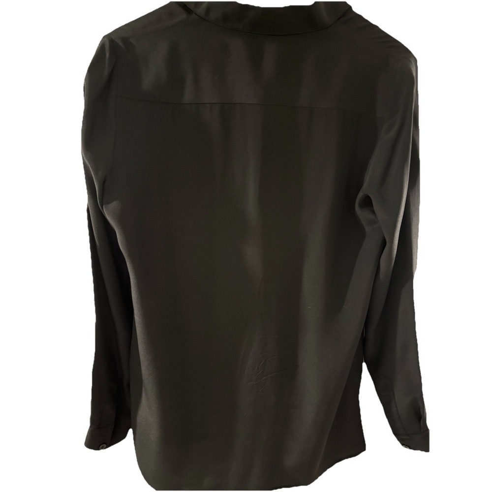 Marciano by Guess Black 100% Silk Blouse Small Utility Pocket Button Down EUC - Picture 3 of 11